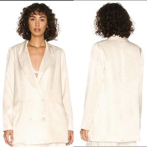SHONA JOY La Lune double-breasted satin jacket Cream Size 2
